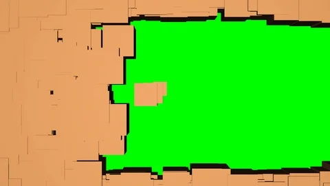 Imploding squares reveal Green screen  background. 3d animation Stock Footage 93723403