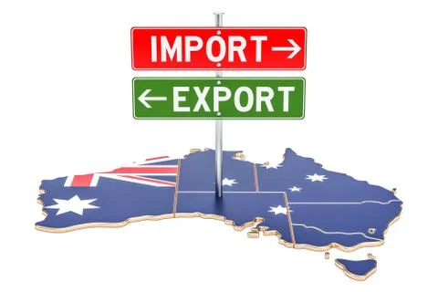Import and export in Australia concept, 3D rendering Stock Illustration