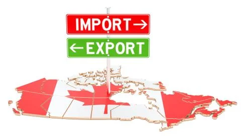 Import and export in Canada concept, 3D rendering Illustrazione stock