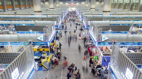 Import and Export Canton Fair rows in Guangdong timelapse Stock Footage 121568640