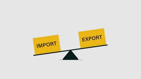 Import and Export Containers on Balance Scale. International Trade Animation 스톡 동영상 333841908