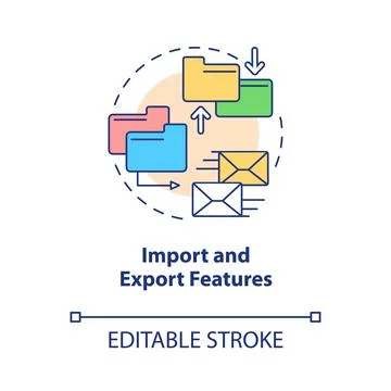 Import and export features concept icon Illustrazione stock