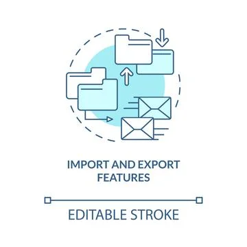 Import and export features turquoise concept icon Stockillustratie