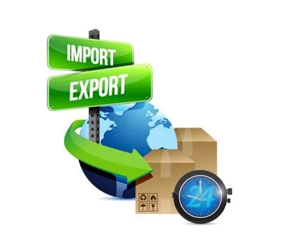 Import and export globe and box and watch Stock Illustration