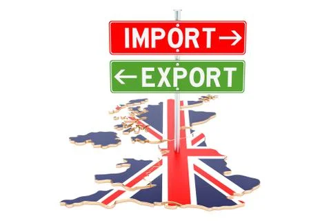 Import and export in the Great Britain concept, 3D rendering Stock Illustration