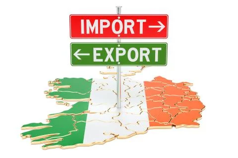 Import and export in Ireland concept, 3D rendering Stock Illustration