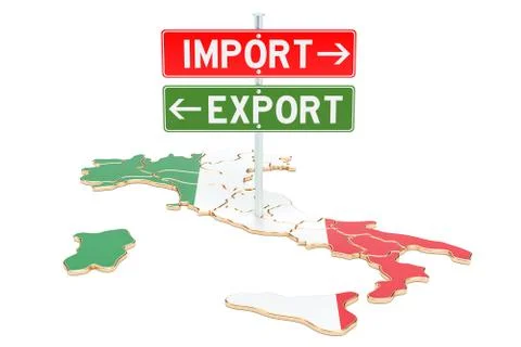 Import and export in Italy concept, 3D rendering Stock Illustration
