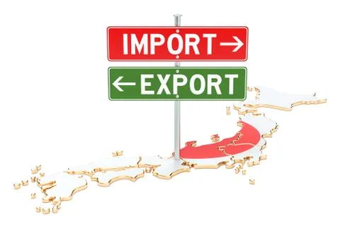 Import and export in Japan concept, 3D rendering Stock Illustration
