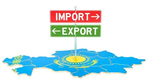 Import and export in Kazakhstan concept, 3D rendering Stock Illustration