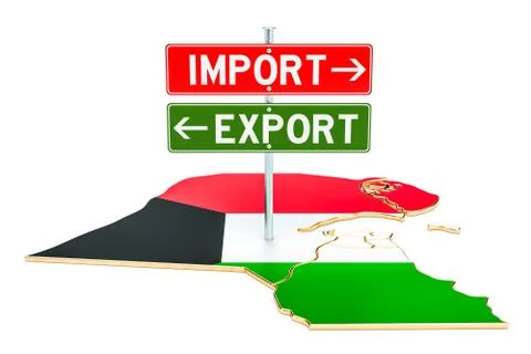 Import and export in Kuwait concept, 3D rendering Stock Illustration