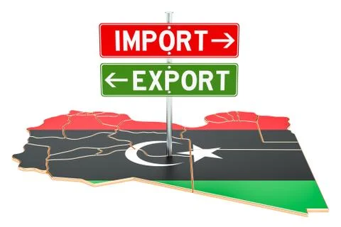 Import and export in Libya concept, 3D rendering Stock Illustration