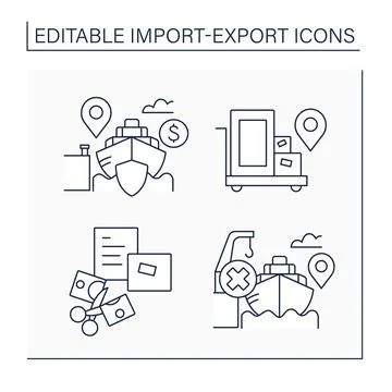 Import and export line icons set Stock Illustration