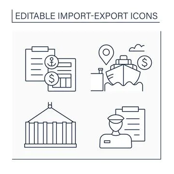 Import and export line icons set Stock Illustration