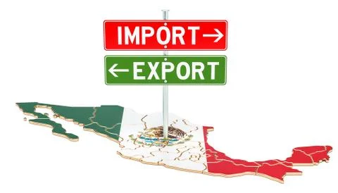 Import and export in Mexico concept, 3D rendering Stock Illustration