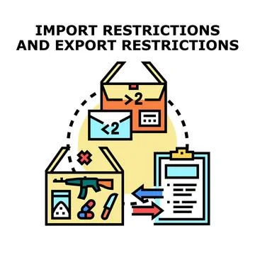 Import and export restrictions trade regulations concept Stock Illustration