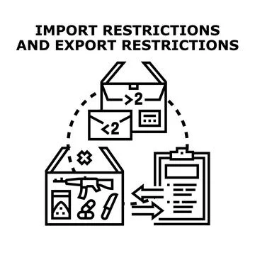 Import and export restrictions trade regulations concept Stock Illustration