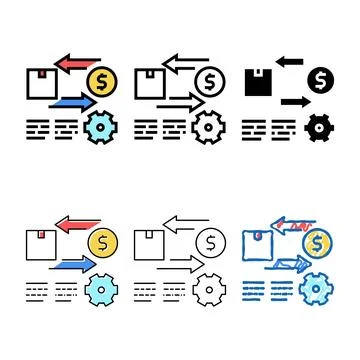 Import and export service cost color icon vector pack Stock Illustration