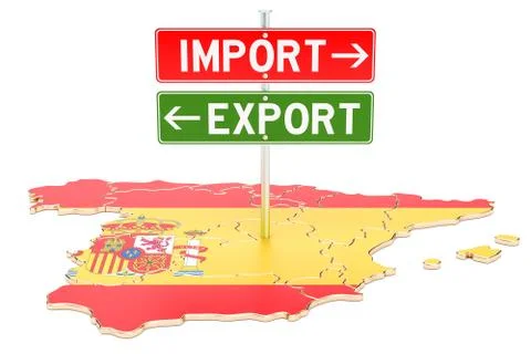 Import and export in Spain concept, 3D rendering Stock Illustration