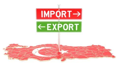 Import and export in Turkey concept, 3D rendering Stock Illustration