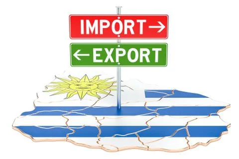 Import and export in Uruguay concept, 3D rendering Stock Illustration