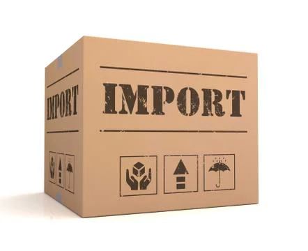 Import cardboard box concept 3d illustration Stock Illustration
