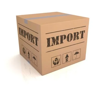 Import cardboard box concept 3d illustration Stock Illustration