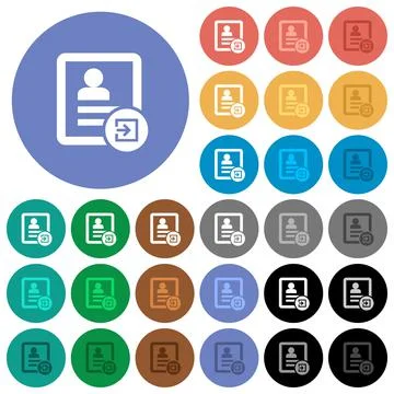 Import contact round flat multi colored icons Illustrazione stock