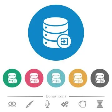 Import database flat round icons Stock Illustration