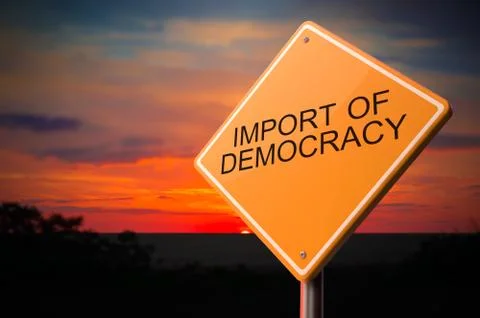 Import of Democracy on Warning Road Sign. Illustrazione stock