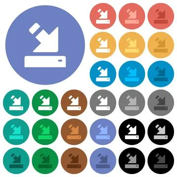 Import to device round flat multi colored icons Stock Illustration