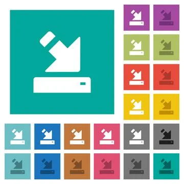 Import to device square flat multi colored icons Stock Illustration