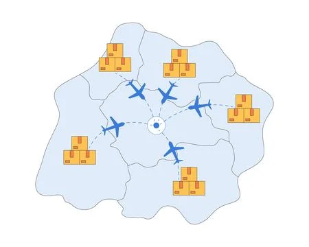 Import distribution 2D illustration concept Stock Illustration
