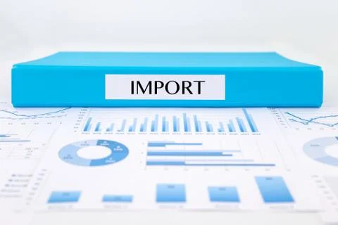 Import documents, graphs and supplier purchase summary reports Stock Photos