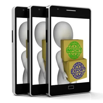 Import Export Boxes Mean Global Trade Importing And Exporting Stock Illustration