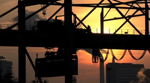 Import export. container crane industrial industry. logistics. sunset dusk Stock Footage 33793027