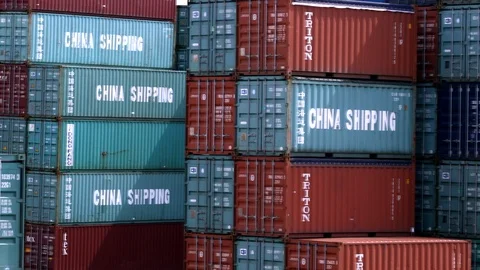Import -  export container docks port ship china shipping industrial Stock Footage 106927264