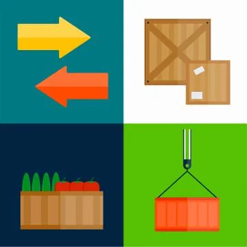 Import export fruits box vector illustration Stock Illustration