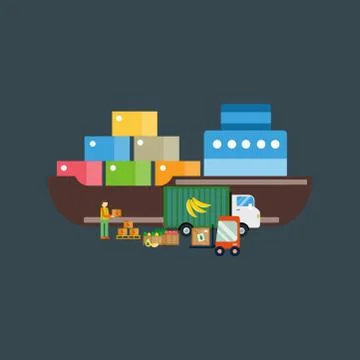 Import export fruits vector illustration Stock Illustration