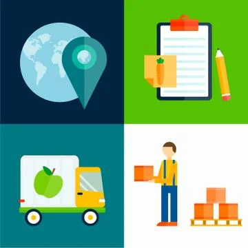 Import export fruits vector illustration Stock Illustration