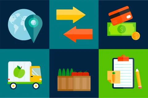 Import export fruits vector illustration Stock Illustration