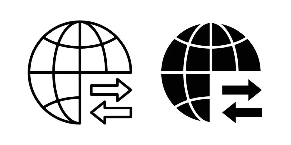 Import export icon solid, line, and editable vector set. Stock Illustration
