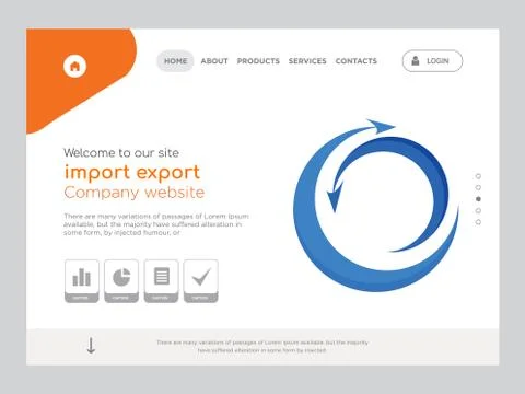 Import export Landing page website template design Free Stock Illustration