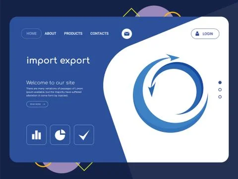 Import export Landing page website template design Free Stock Illustration