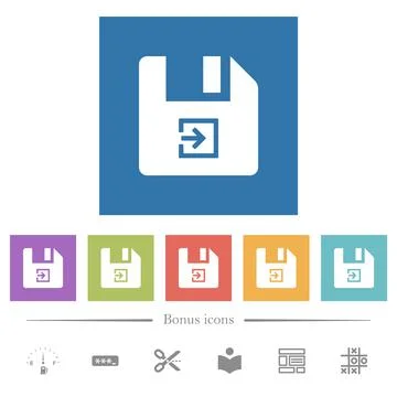 Import file flat white icons in square backgrounds Stock Illustration