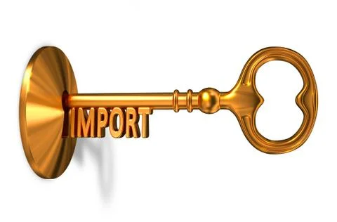 Import - Golden Key is Inserted into the Keyhole Stock Illustration