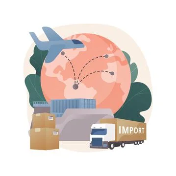 Import of goods and services abstract concept vector illustration. Stock Illustration