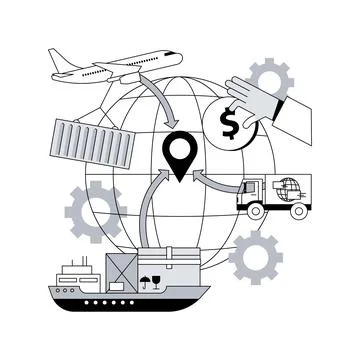 Import of goods and services abstract concept vector illustration. Stock Illustration