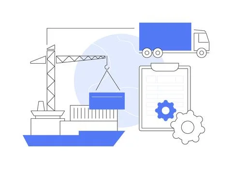 Import of goods and services abstract concept vector illustration. Stock Illustration