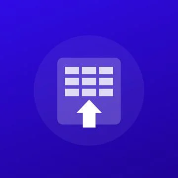 Import icon with spreadsheet, transparent design Stock Illustration