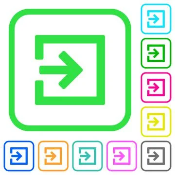 Import with inside arrow vivid colored flat icons icons Stock Illustration